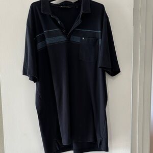 Travis Mathew Navy Polo Shirt with Stripe Detail